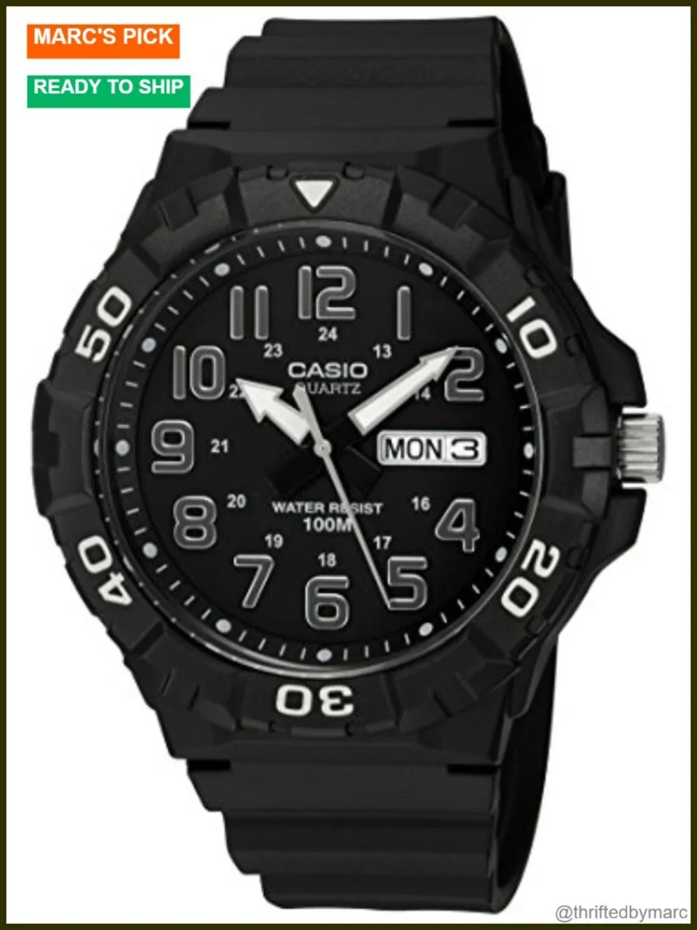 Men's Analog Watch with Date Display, Quartz Movement, 100m Water Resistance,